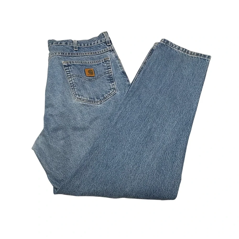 Carhartt Relaxed Fit Straight Leg Denim Jeans Mens 42x34 Blue Workwear Vintage